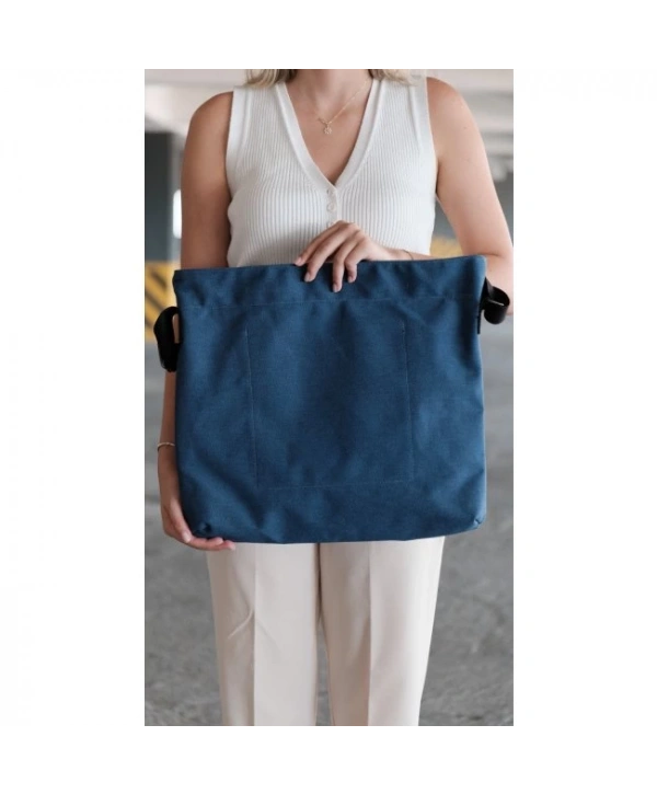 Kanvas Çapraz Askılı Tote Çanta Lacivert