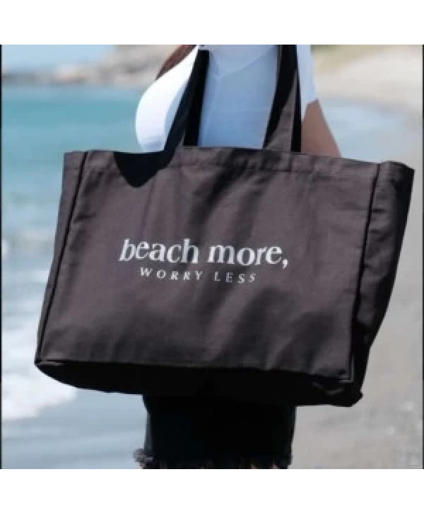 Kanvas Plaj Çanta & Tote Omuz Çanta Siyah