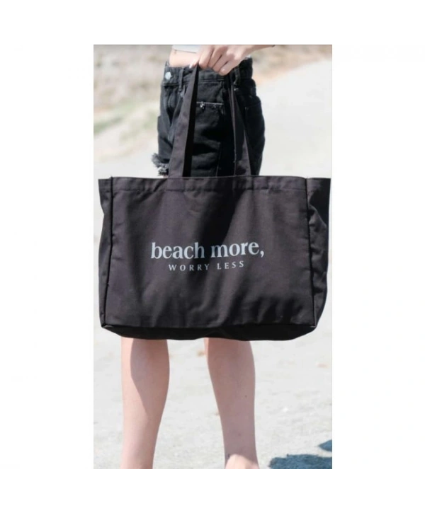 Kanvas Plaj Çanta & Tote Omuz Çanta Siyah