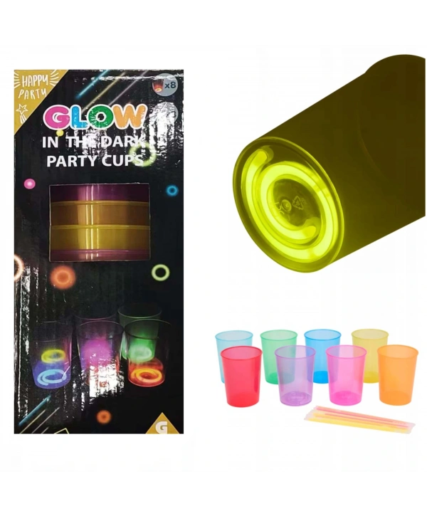 Karanlıkta Yanan Gece Işığı Mega Glow Bardaklar 8 Adet 8.5 x 10.5 cm (5047)