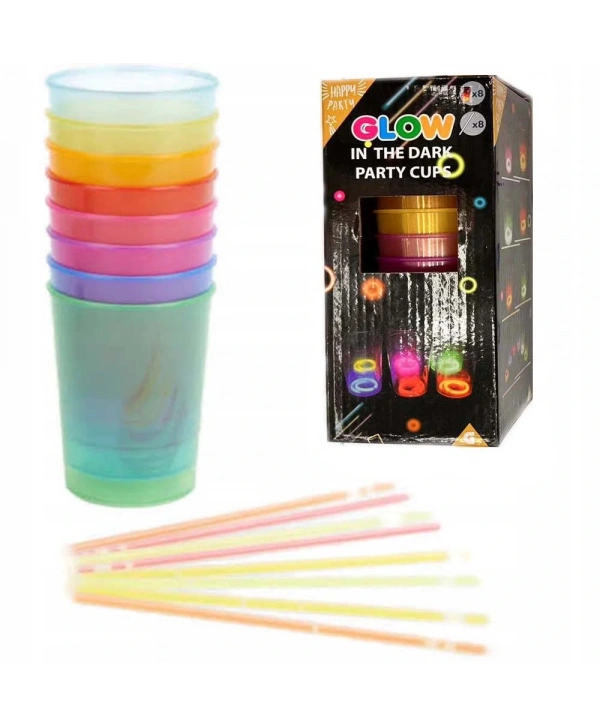 Karanlıkta Yanan Gece Işığı Mega Glow Bardaklar 8 Adet 8.5 x 10.5 cm (5047)