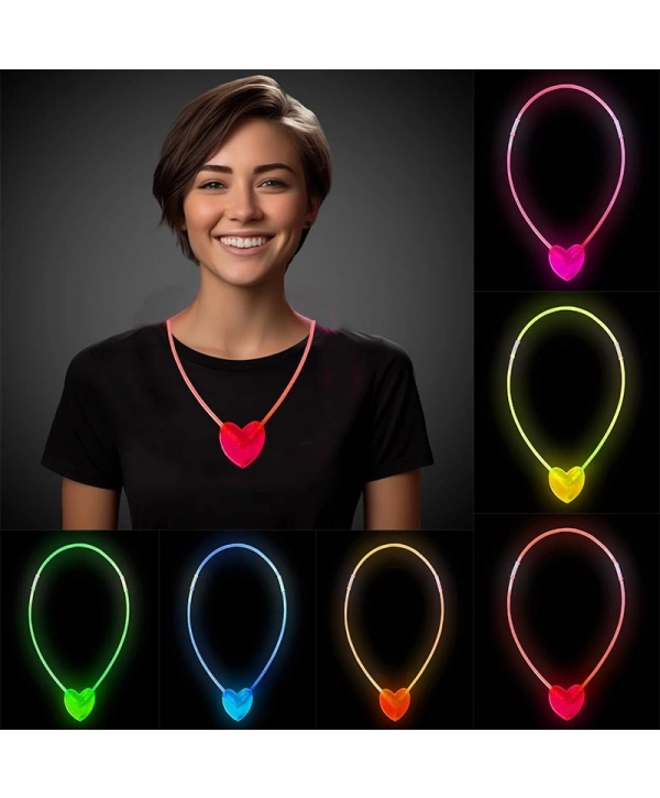 Karanlıkta Yanan Glow Kalp Şekilli Kolye 6 Renk 6 Adet (5047)