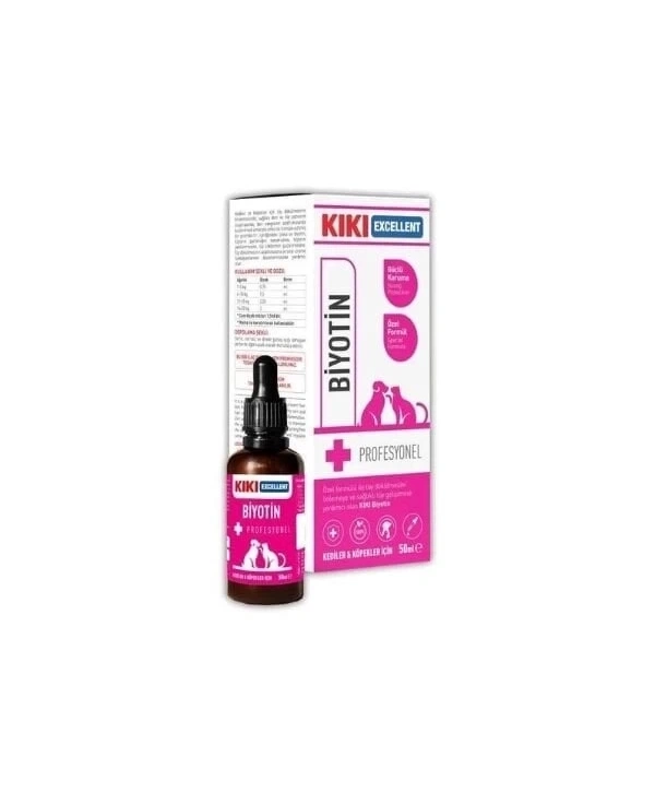 Kiki Excellent Biyotin Tüy Dökülme Önleyici Kediler ve Köpekler için Şurup 50 Ml