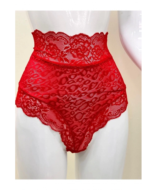 Kırmızı Dantelli Yüksek Bel Külot Venüs-k1011