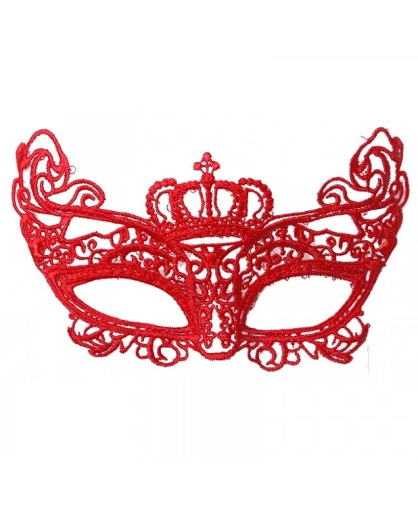 Kırmızı Renk Dantel Örgü İşlemeli Parti Maskesi Model 2 (5047)