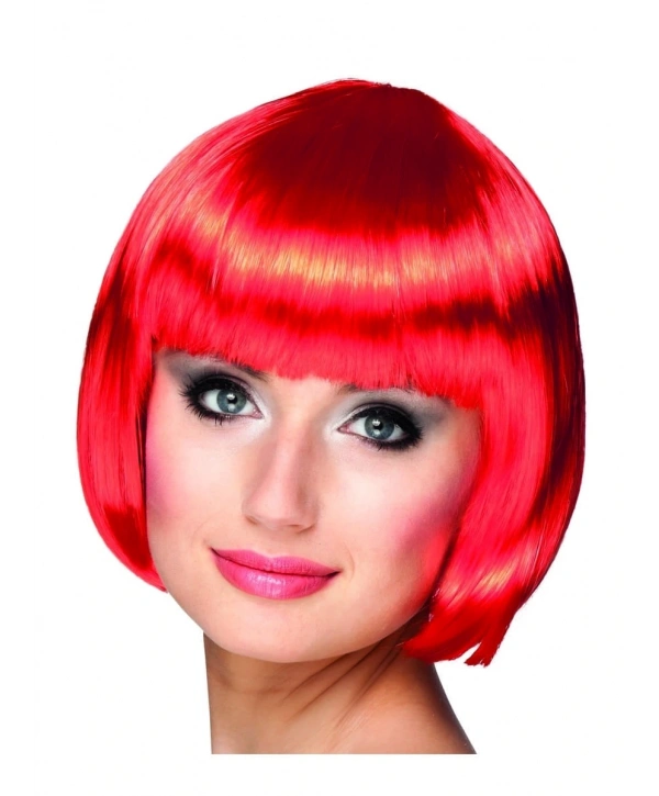 Kırmızı Renk Parti Peruğu Küt Saç (5047)