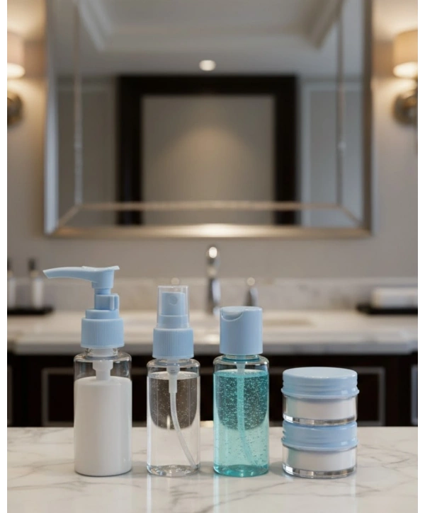 Kompakt 5’li Seyahat Banyo Şişe Takımı Çantalı