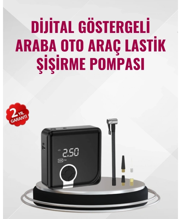 Kompakt Tasarımlı LED Işıklı Taşınabilir Hava Kompresörü