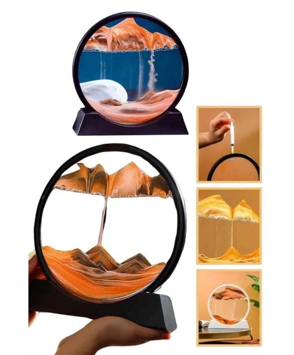 Kum Saati Yuvarlak Şık Kum Tablosu Dekoratif Kum Sulu Kum Saati