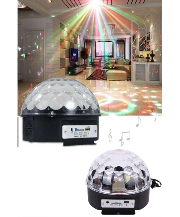 Küre Disko Topu Müzik Çalar Renkli Lazer Işıklı Bluetooth Disko Parti Işığı Kumandalı