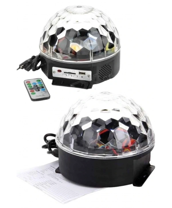 Küre Disko Topu Müzik Çalar Renkli Lazer Işıklı Bluetooth Disko Parti Işığı Kumandalı