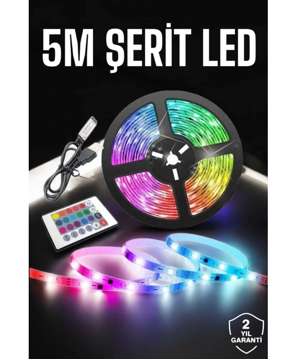 Led Işık 5 Metre Şerit Led RGB Işıklı
