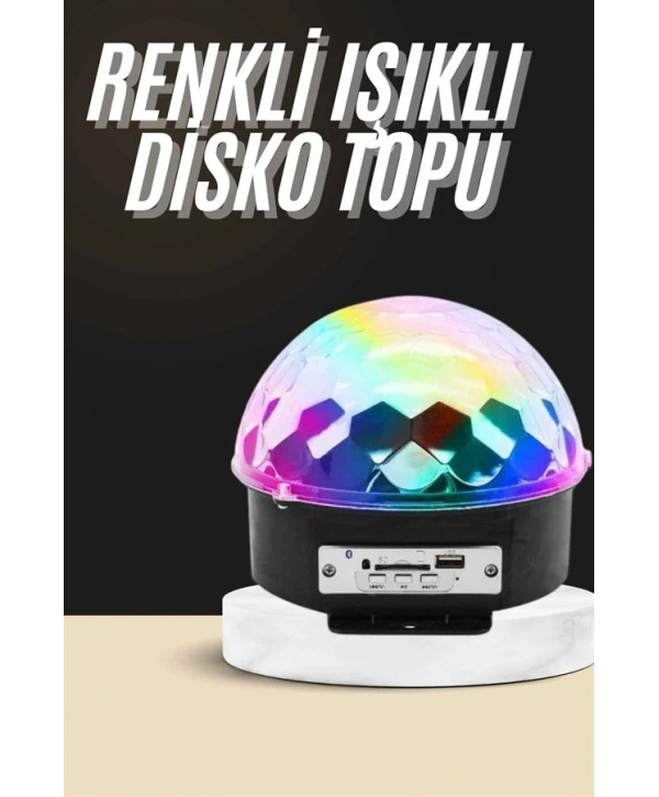 Led Işık Disko Topu Bluetooth Hoparlörlü USB Müzik Çalar Kumandalı