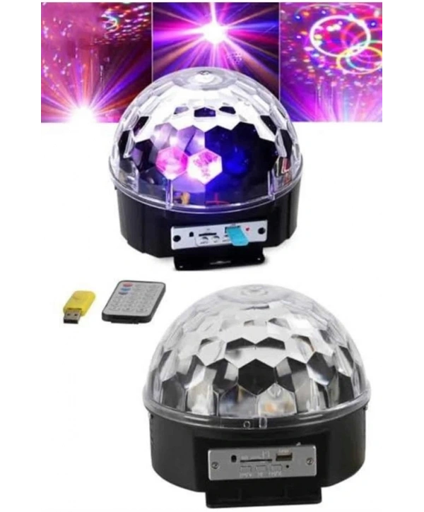 Led Işık Disko Topu Bluetooth Hoparlörlü USB Müzik Çalar Kumandalı