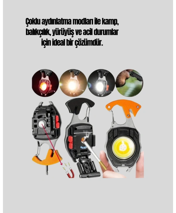 LED Işıklı Acil Durum Düdüklü Anahtarlık Fener