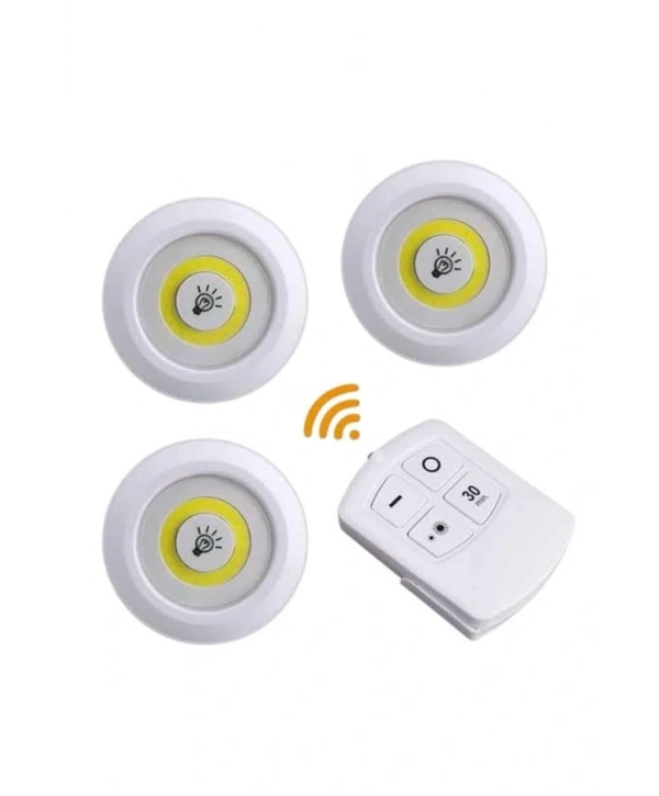 Led Lamba 3lü Uzaktan Kumandalı Yapışkanlı
