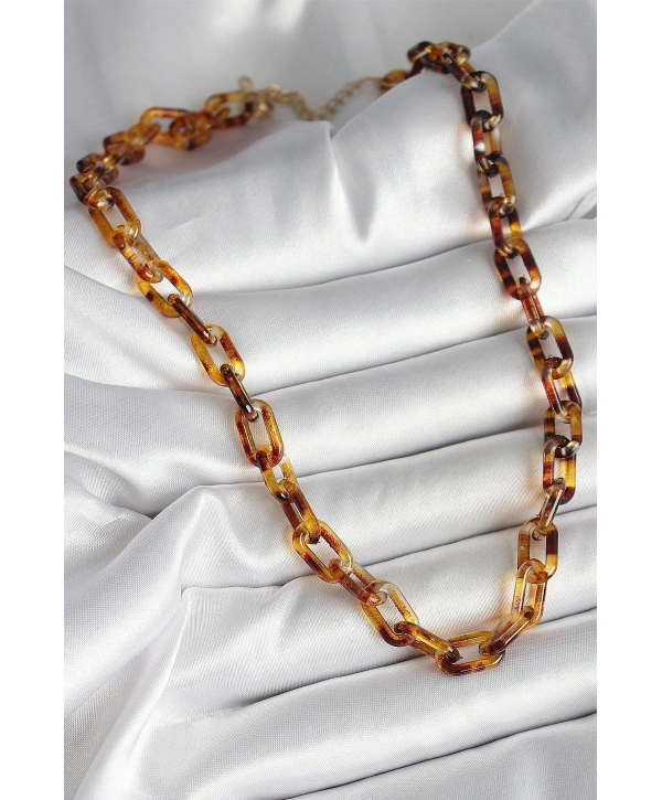 Leopar Desenli Mika Zincir Kadın Kolye