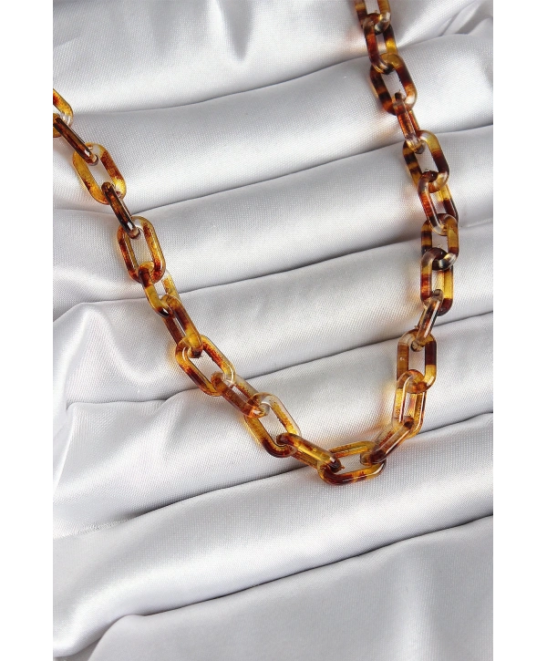 Leopar Desenli Mika Zincir Kadın Kolye