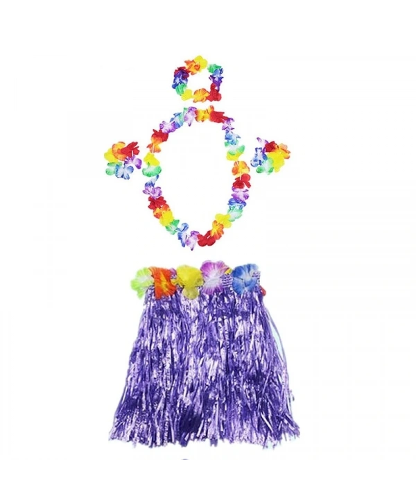 Luau Aloha Hawaii  Kolye Etek Taç ve Bileklik Seti Mor (5047)