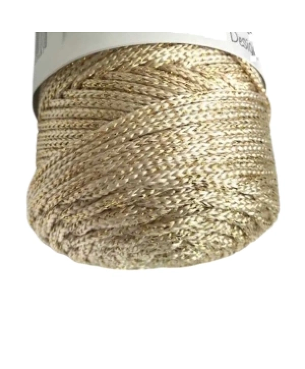 Makrome İpi 3mm Polyester Krem Simli