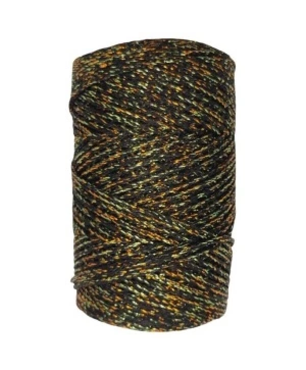 Makrome İpi 3mm  Polyester Siyah Altın Simli