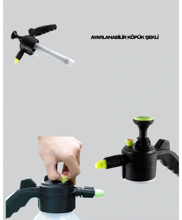 Manuel Basınçlı Köpük Püskürtücü Ayarlanabilir Nozullu 2 Litre Araba Yıkama