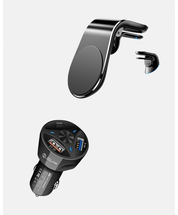 Manyetik Araç Telefon Tutucu ve Hızlı Şarj Adaptörü 2’li Set