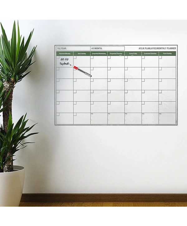 Manyetik Yapışkanlı Bir Aylık Program Planlayıcı Takvim 85x56 cm (5047)