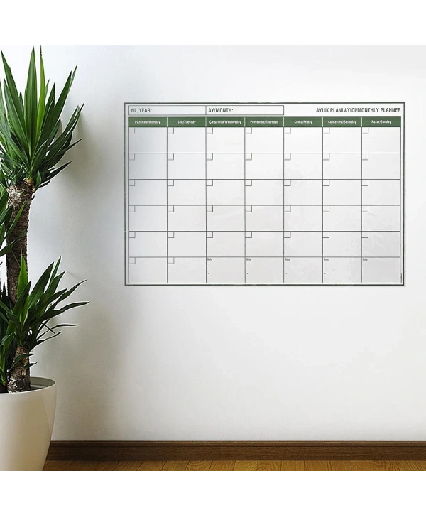 Manyetik Yapışkanlı Bir Aylık Program Planlayıcı Takvim 85x56 cm (5047)