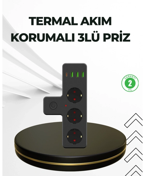 Masa Üstü Çoklu Priz USB ve Type-C Çıkışlı Güç Dağıtıcı
