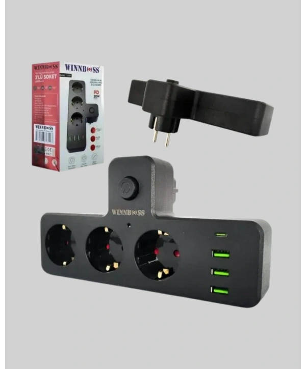 Masa Üstü Çoklu Priz USB ve Type-C Çıkışlı Güç Dağıtıcı