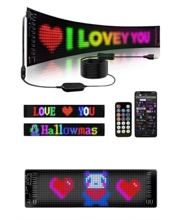 Matrix Led Cama Yapışan Telefon Kontrollü Panel Dijital Ekran Kumandalı