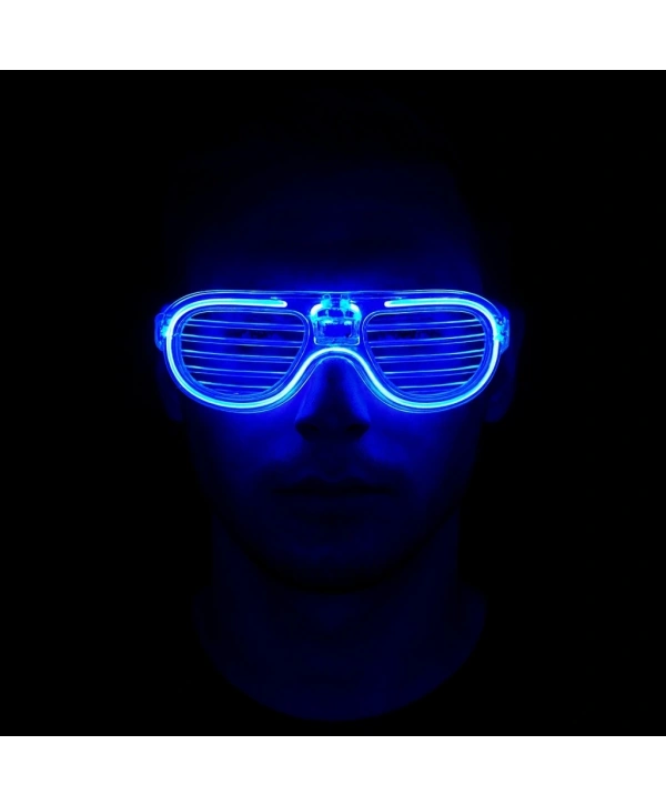 Mavi Led Işıklı Parti Gözlüğü - Neon Glow Şerit Gözlük 3 Modlu (5047)