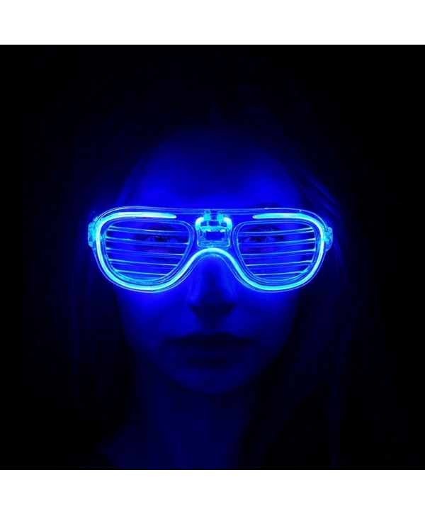 Mavi Led Işıklı Parti Gözlüğü - Neon Glow Şerit Gözlük 3 Modlu (5047)