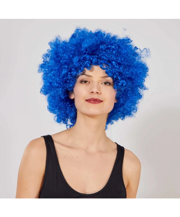 Mavi Renk Kıvırcık Afro Bonus Peruk (5047)