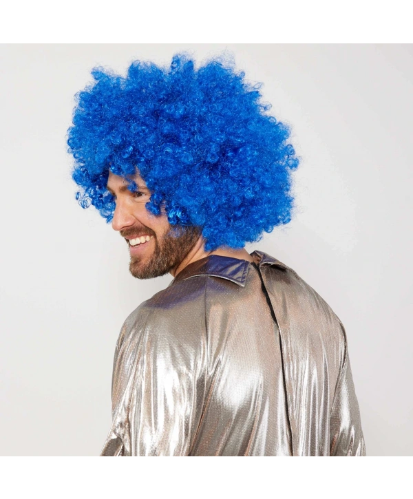 Mavi Renk Kıvırcık Afro Bonus Peruk (5047)