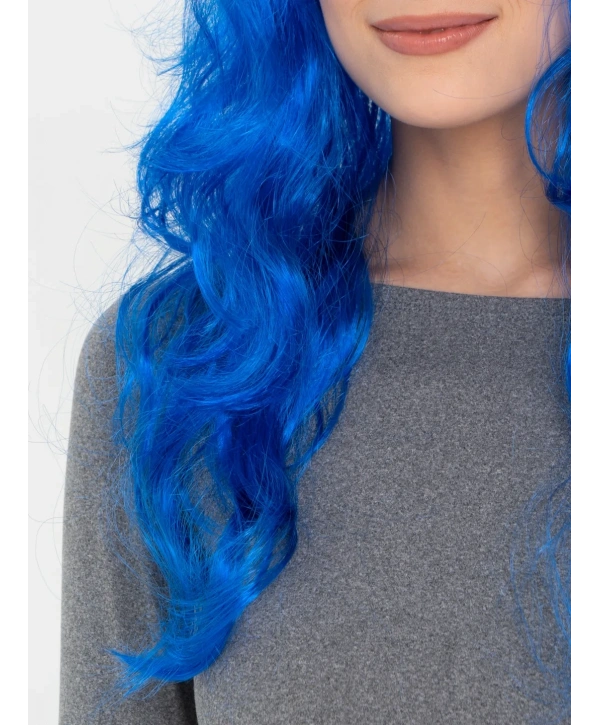 Mavi Renk Uzun Dalgalı Parti Peruğu (5047)