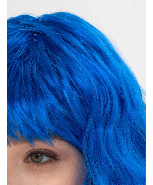 Mavi Renk Uzun Dalgalı Parti Peruğu (5047)