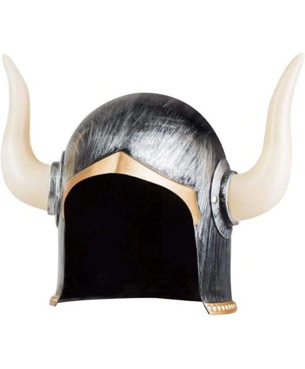 Mega Boynuzlu Viking Ivar Kaskı Eskitilmiş Desen Gümüş Renk (5047)