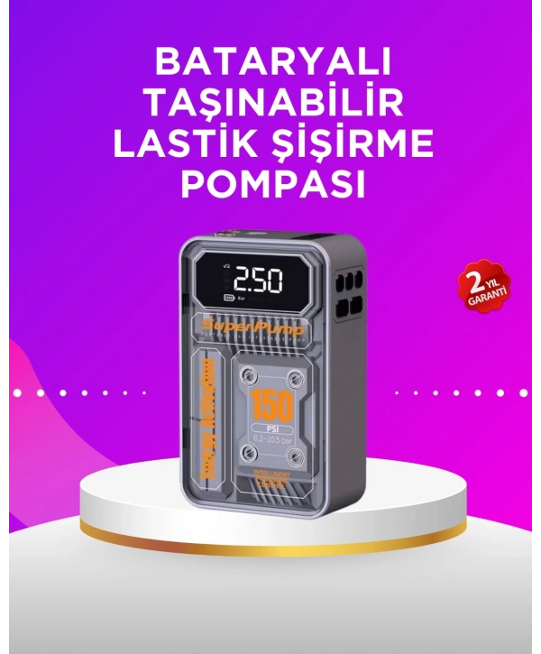 Mini Boy Elektrikli Şarjlı Yüksek Basınçlı Lastik Şişirme Pompası