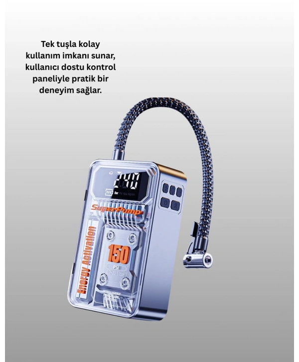 Mini Boy Elektrikli Şarjlı Yüksek Basınçlı Lastik Şişirme Pompası