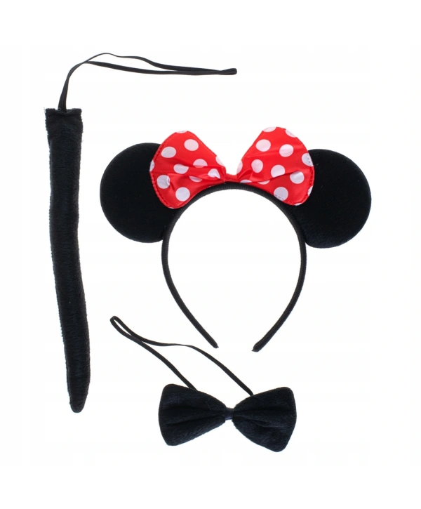 Minnie Mouse Kostüm Seti Taç Kuyruk Papyon Gösteri Seti (5047)