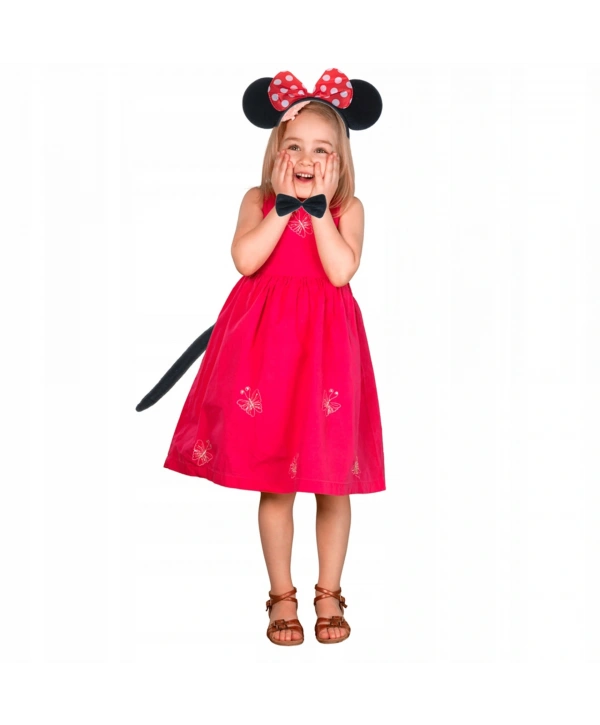 Minnie Mouse Kostüm Seti Taç Kuyruk Papyon Gösteri Seti (5047)