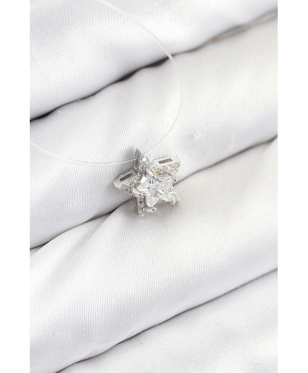 Misineli Yıldız Model Gümüş Renk Hayalet Kolye