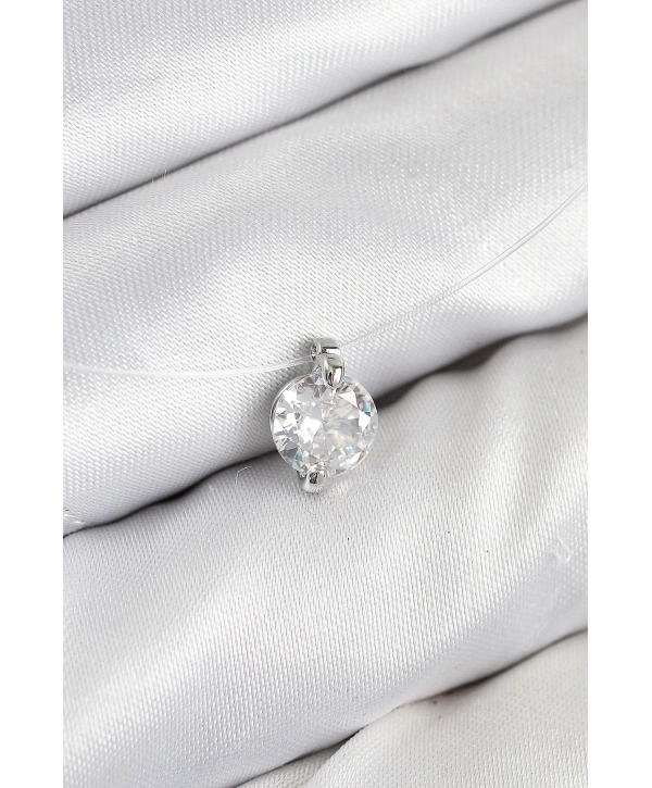 Misineli Zirkon Taşlı Model Gümüş Renk Hayalet Kolye