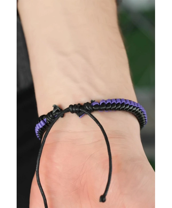 Mor Deri Erkek Bileklik