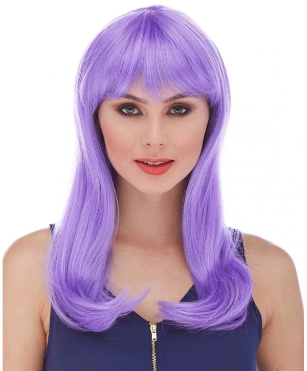 Mor Renk Uzun Düz Parti Peruğu (5047)