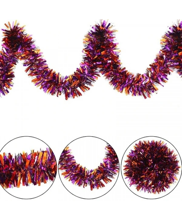 Mor Turuncu Renk 4 cm Genişlik Garland Çift Renk Sim Süs 180 cm (5047)