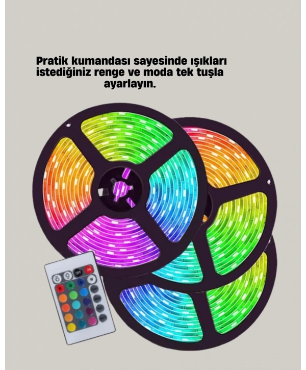 Müziğe Duyarlı Renkli Smart Şerit LED Işık USB Bağlantılı Ambiyans Aydınlatma