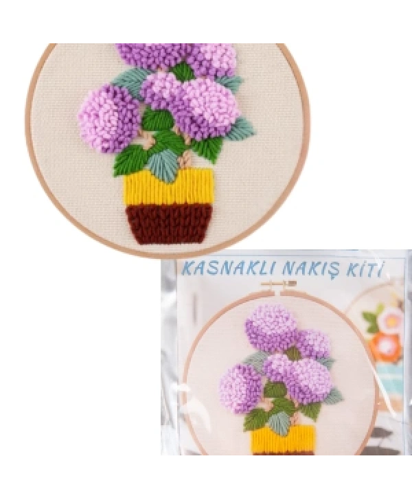 Nakış Kitleri Kasnaklı 13.5 X 18.8 Cm Ortanca